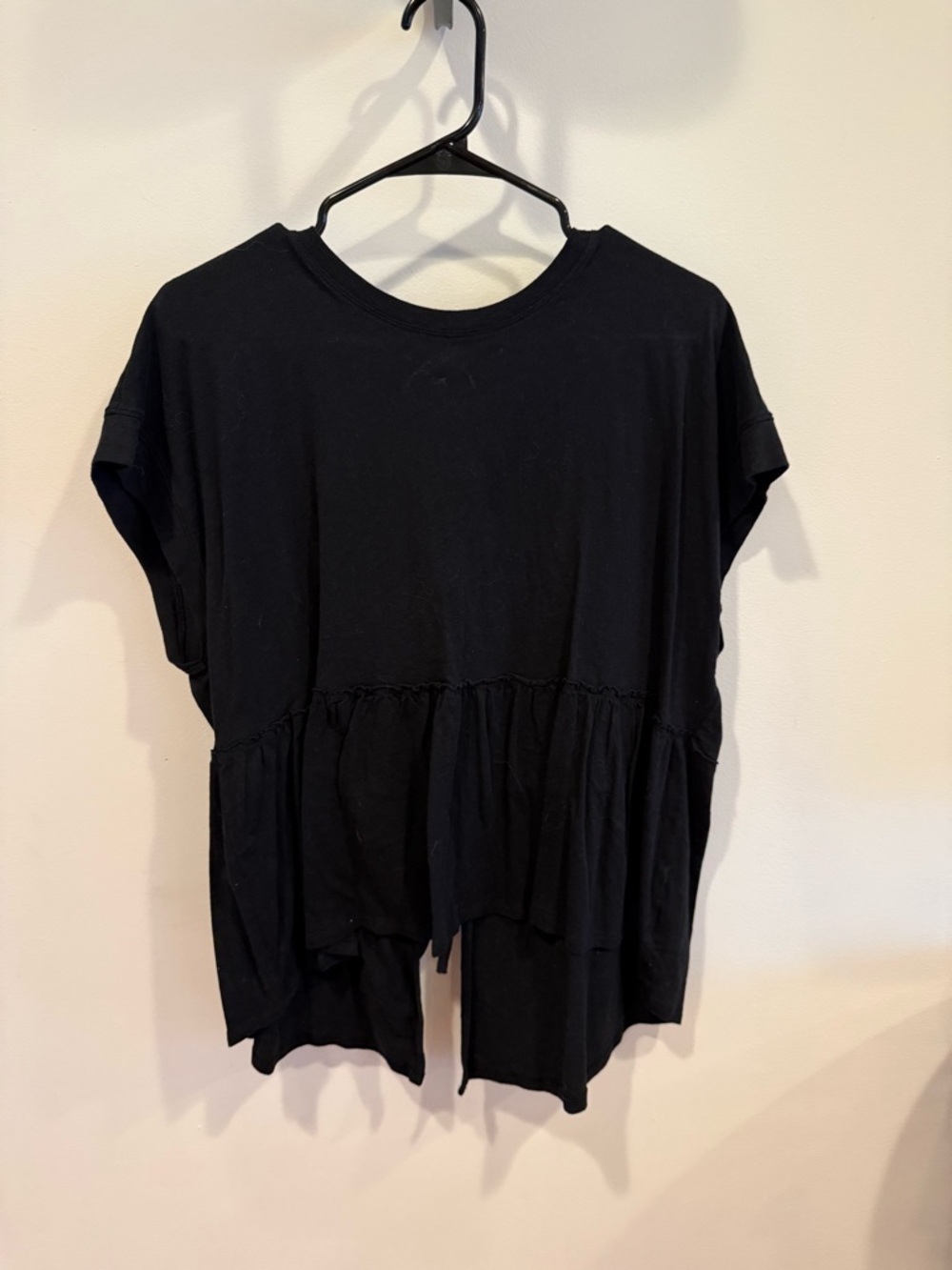 American Eagle Outfitters Black Peplum Short Sleeve Tee
